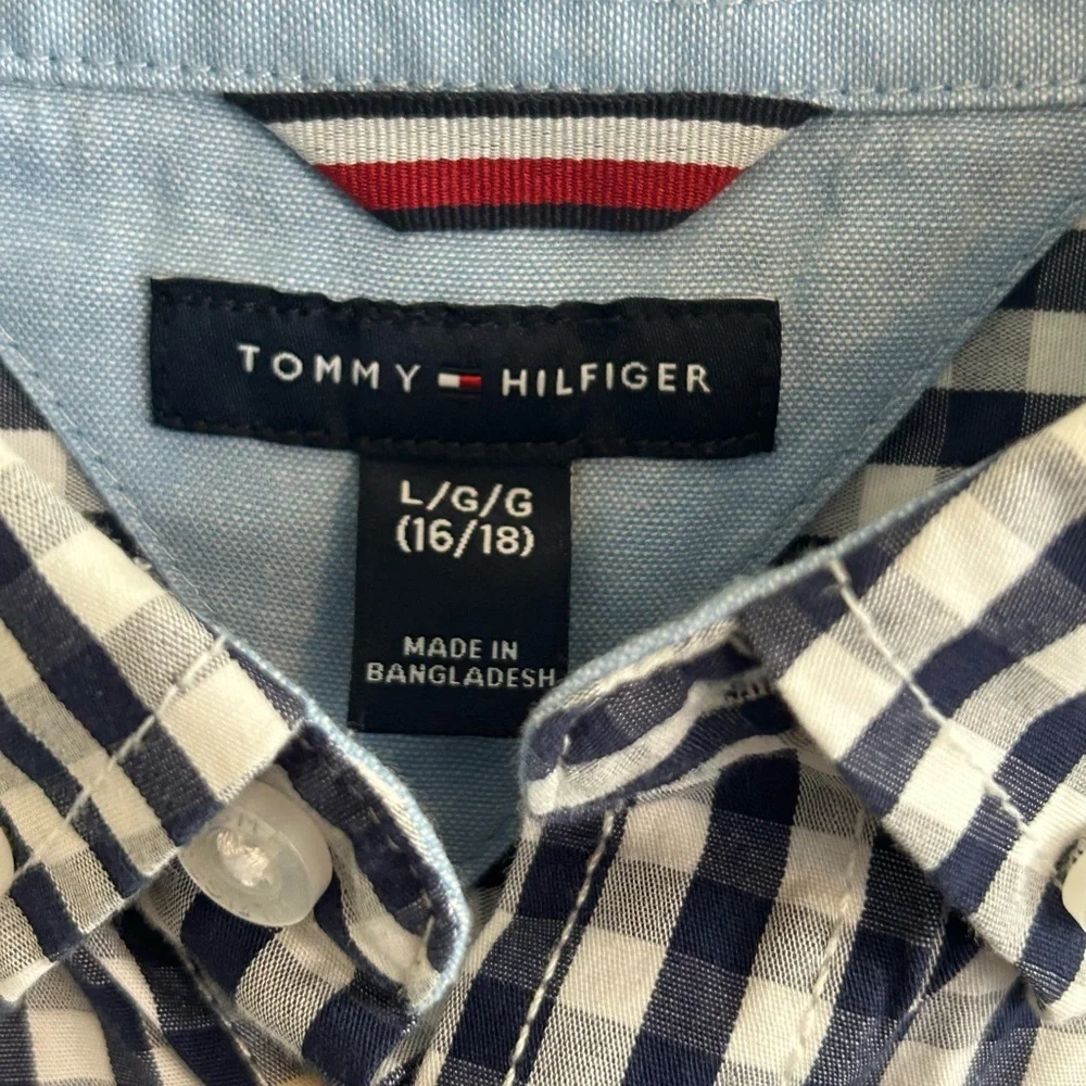 Tommy Hilfiger Navy and White Checkered Shirt